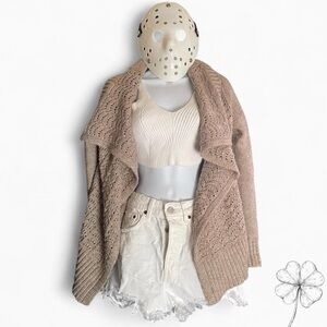 American Eagle Outfitters Gold Open Front Cardigan